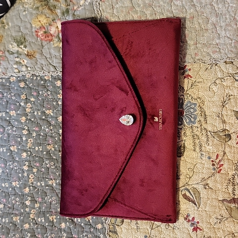 Swarovski Clutch Bag new ruby red burgundy purse velveteen